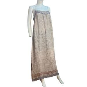 Vince 100% Silk Geometric Boho Patterned Slip Maxi Dress Size 12